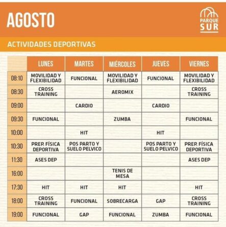 Horarios Parque Sur